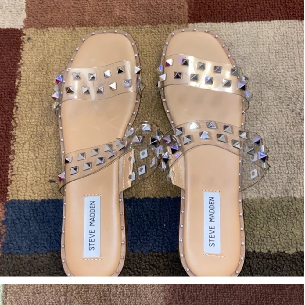 Steve Madden Silver Sandals with Crystal Embellishments